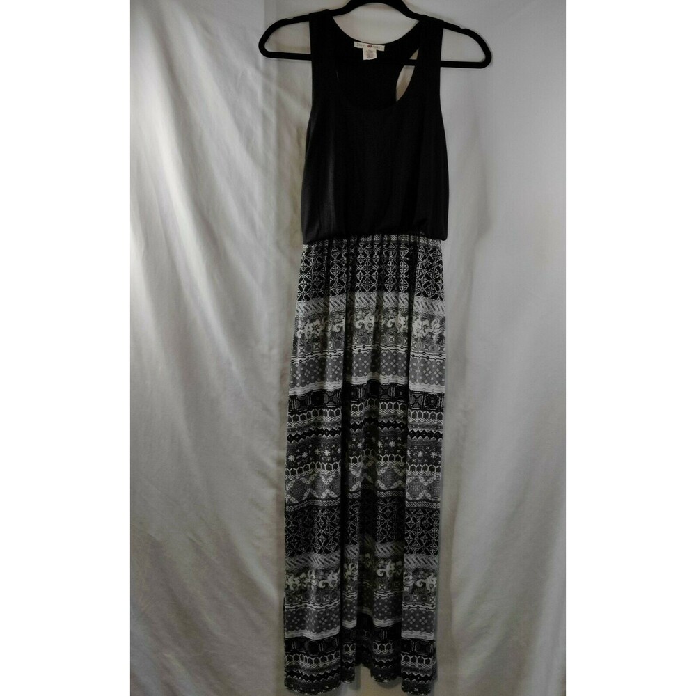 Derek Heart Black White Patterned Maxi Dress‎ Racerback Tank Top Boho S